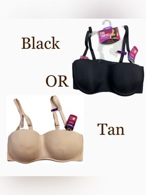 Maiden form Strapless 6-way Bra with Stay-Put Tech, Black, 2X, NWT